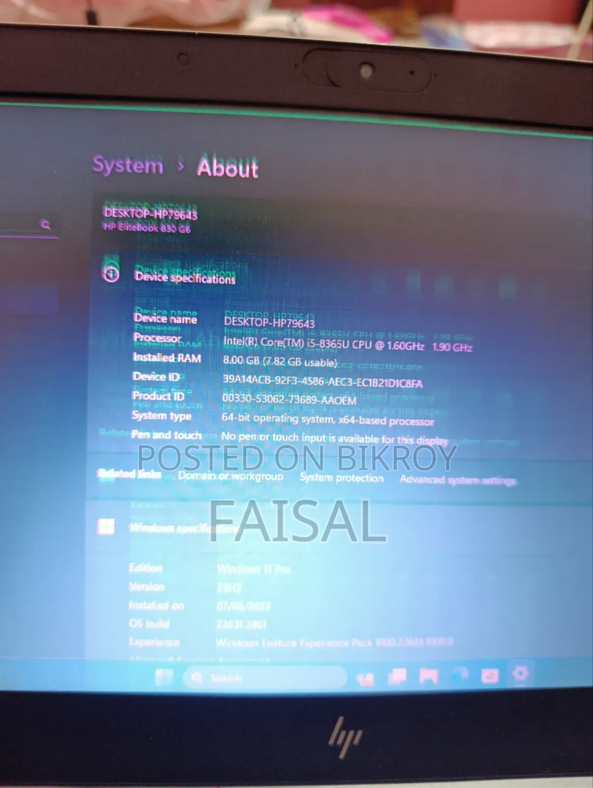 Laptop HP EliteBook 830 G6 8GB Intel Core i5 SSD 256GB