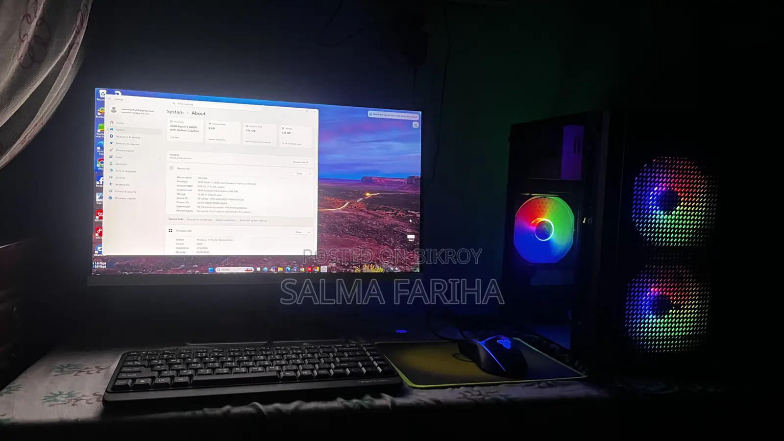 Desktop Computer 8GB AMD Ryzen 5 SSD 256GB