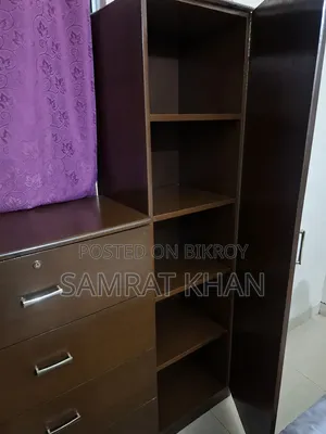 Wooden Dressing Table With Mirror Storage Cabinet