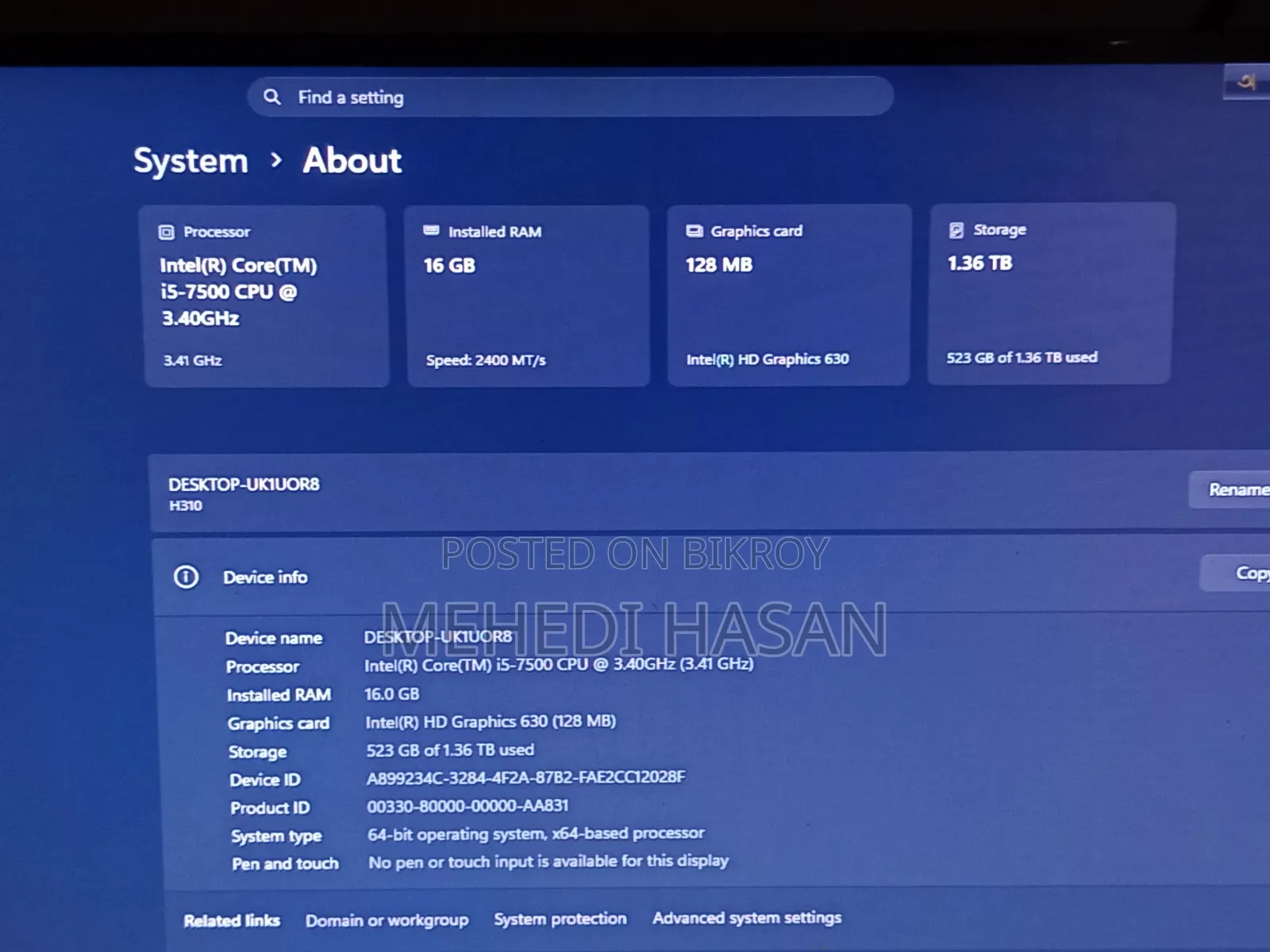 Desktop Computer 16GB Intel Core I5 HDD+SSD 1T