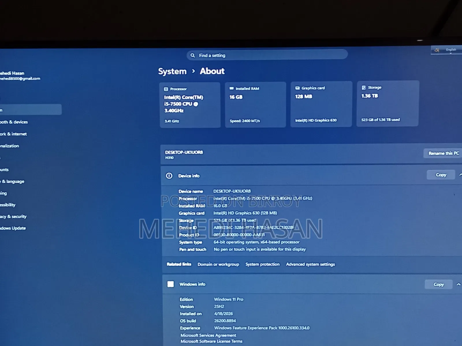 Desktop Computer 16GB Intel Core I5 HDD+SSD 1T