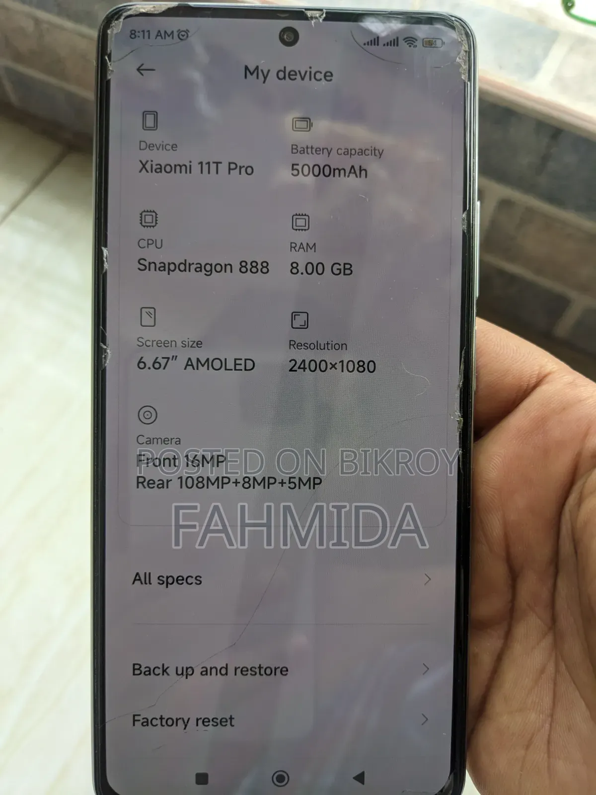 শাওমি ১১টি প্রো ১২৮ জিবি সিলভার