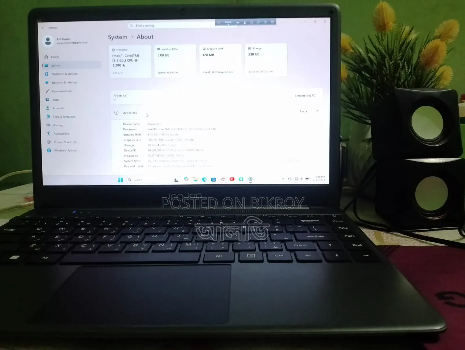 Laptop Innjoo 8GB Intel Core i3 SSD 256GB
