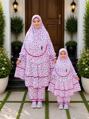 100% Cotton Mother and Daughter Combo Khimar Set