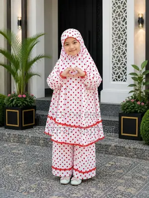 100% Cotton Mother and Daughter Combo Khimar Set