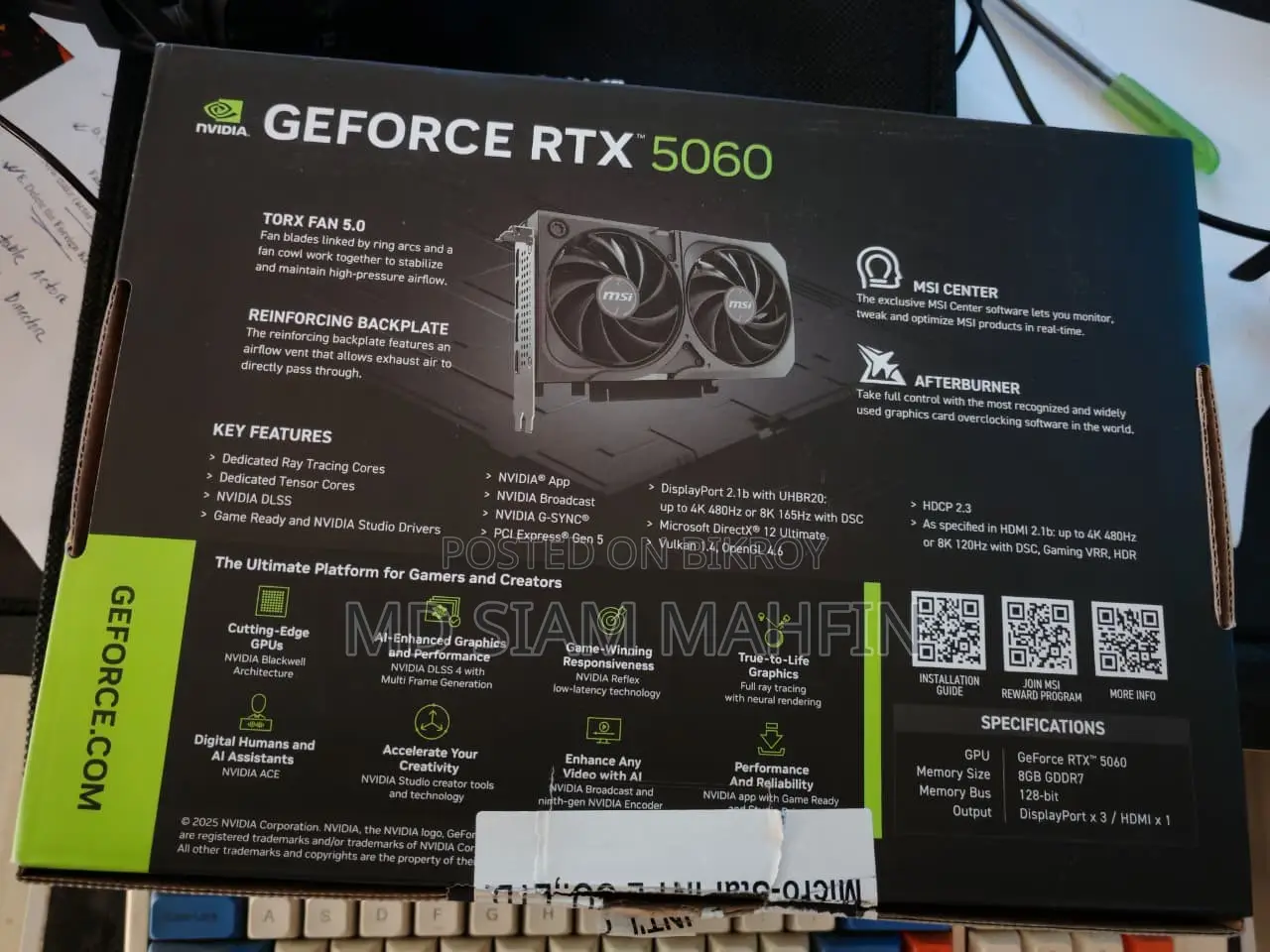 বিক্রির জন্য MSI GeForce RTX 5060 8G Shadow 2X OC GDDR7