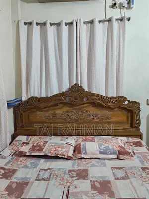 Segun Wood King Size Bed + Mattress + Toshok for Sale (Used)