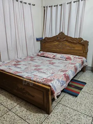 Segun Wood King Size Bed + Mattress + Toshok for Sale (Used)