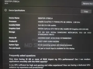 Laptop Lenovo Legion Y720 16GB Intel Core I7 HDD+SSD 1T