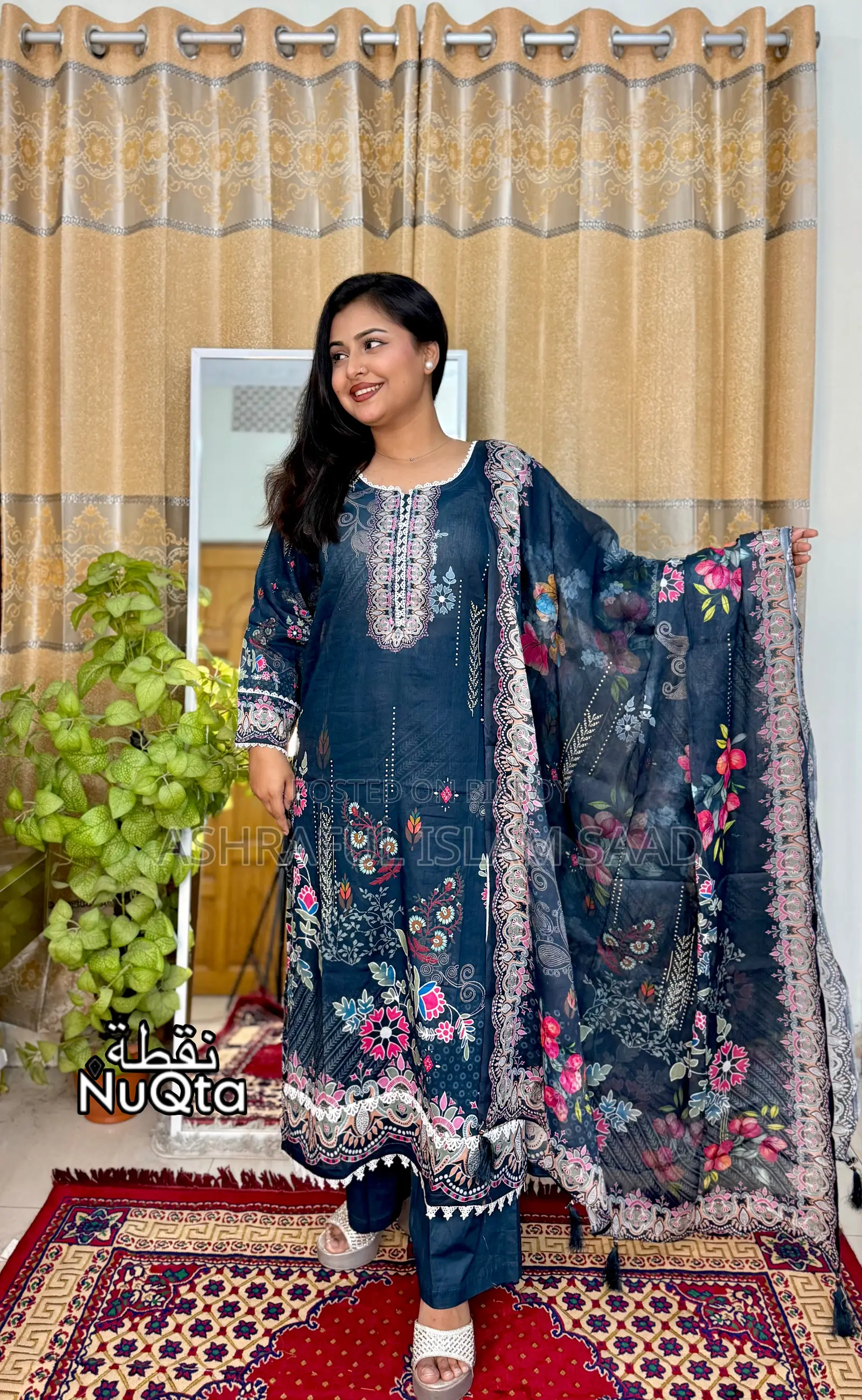 Premium Pakistani Inspired Stitched 3 Piece Lawn Dress for Women