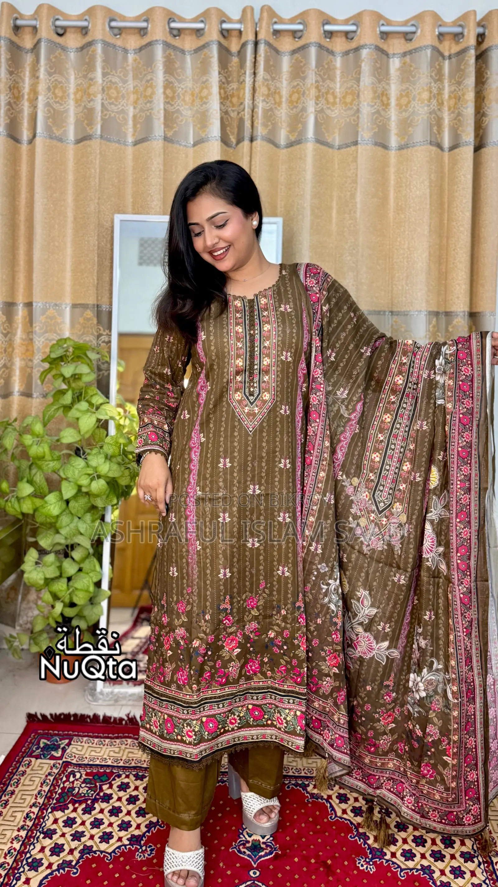 Premium Pakistani Inspired Stitched 3 Piece Lawn Dress for Women