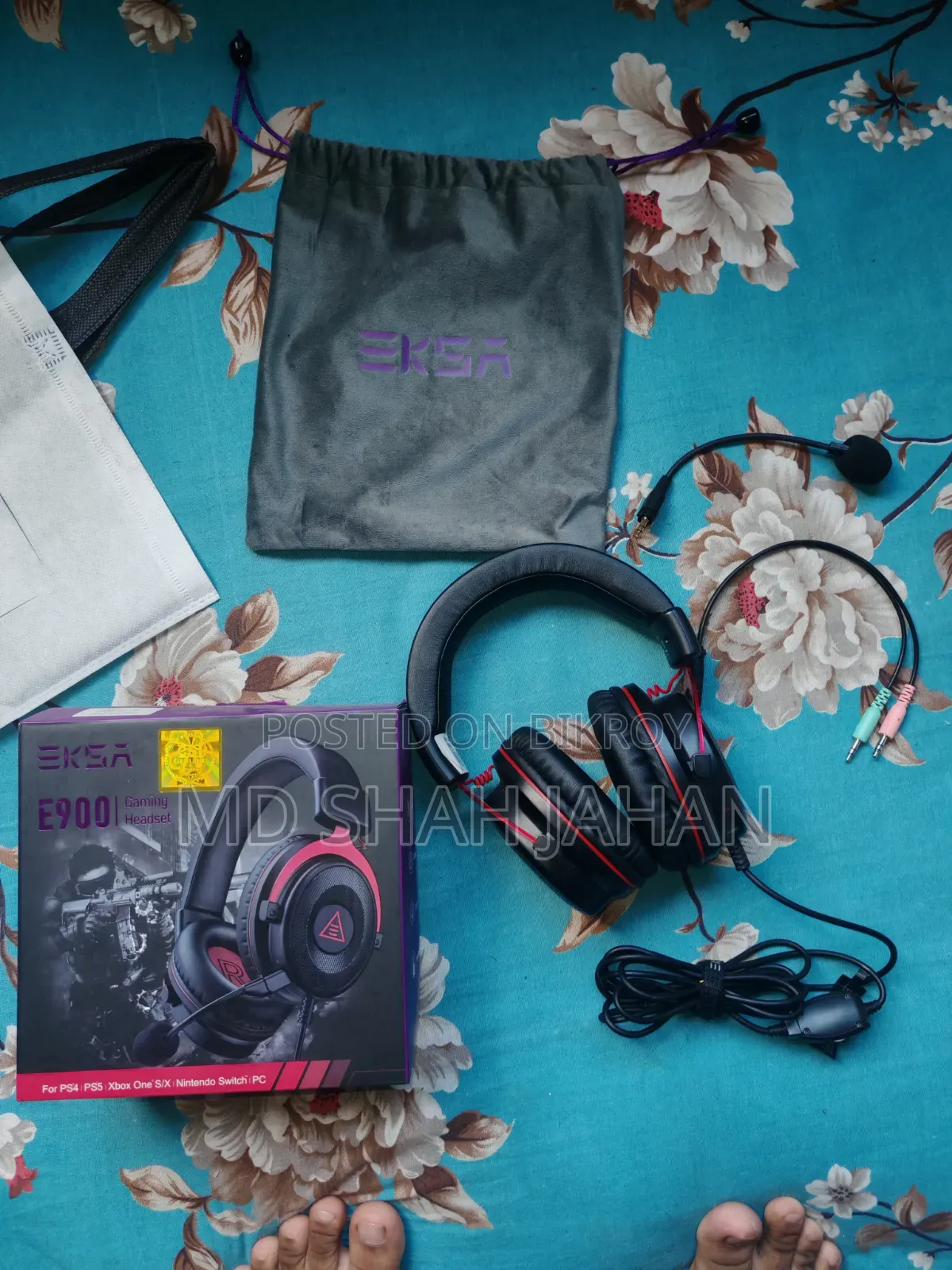 EKSA E900 Noise Cancelling 7.1. Surround Sound Gaming Headset Red.