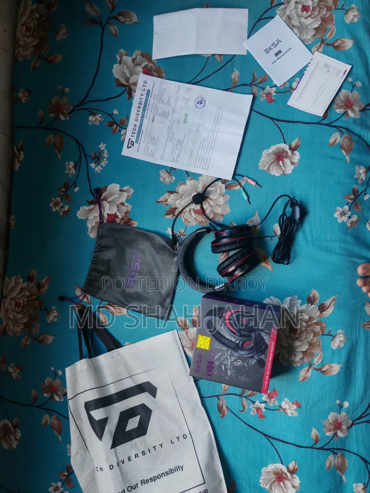 EKSA E900 Noise Cancelling 7.1. Surround Sound Gaming Headset Red.
