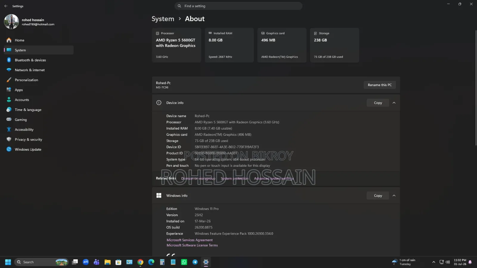 New Desktop Computer 8gb Amd SSD 256gb