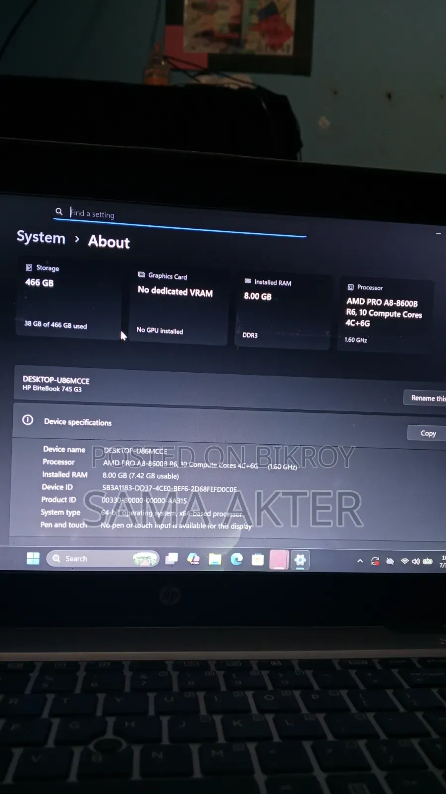 Laptop HP Elitebook 840 G3 8gb Amd A8 HDD 500gb