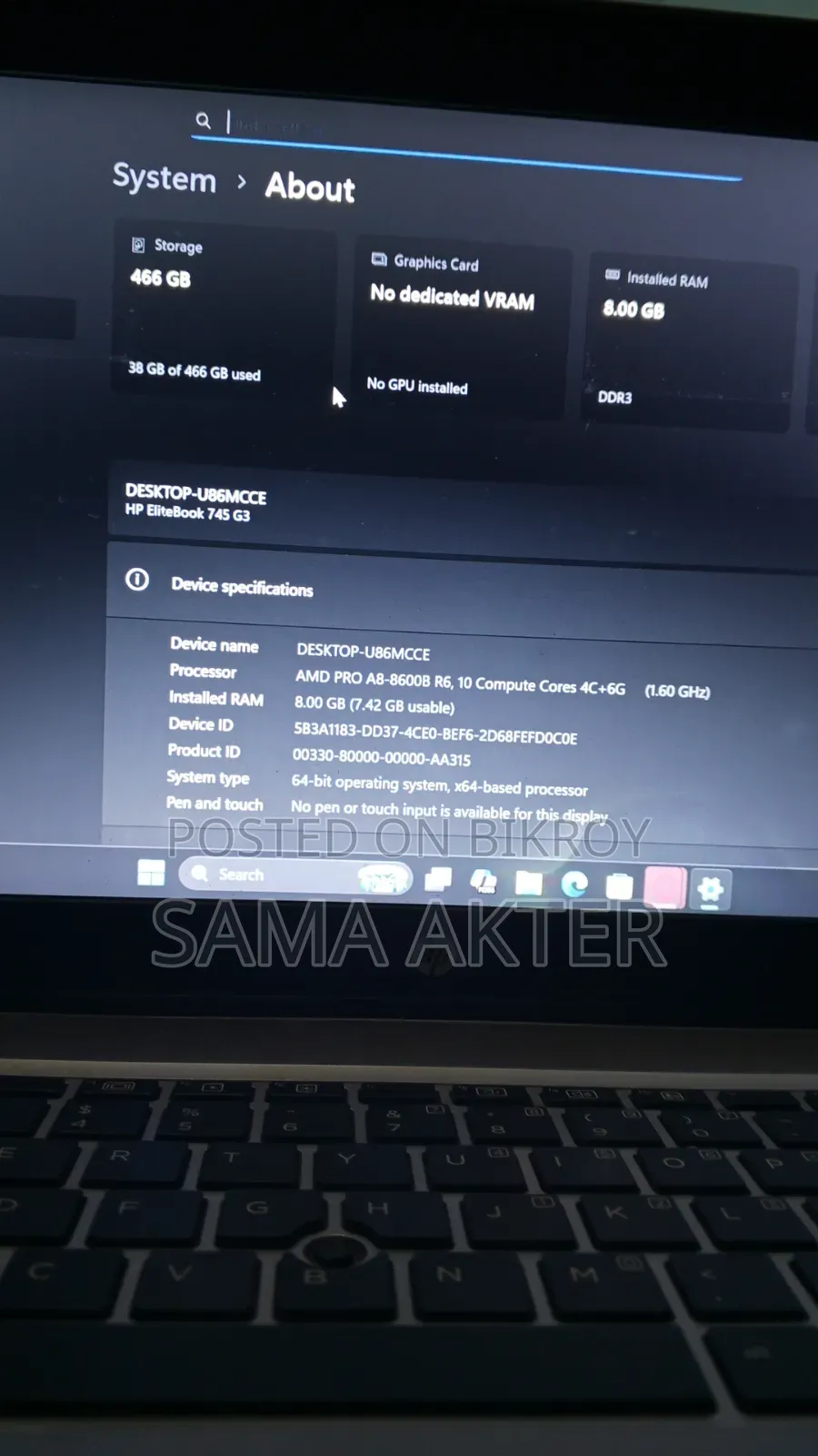 Laptop HP Elitebook 840 G3 8gb Amd A8 HDD 500gb