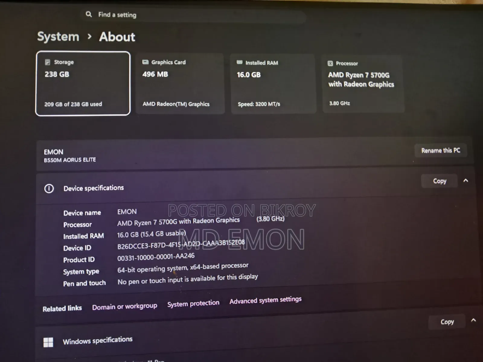 Desktop Computer 16GB AMD Ryzen 5 eMMC 256GB