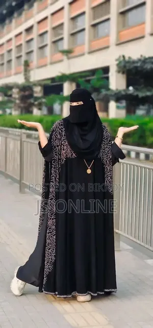 Premium Bijli Stone Burqa Set | Full Dubai Cherry | Free Size