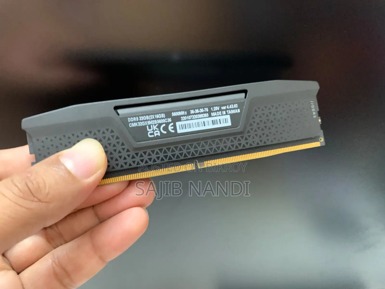 CORSAIR Vengeance 32GB DDR5 5600MHz ব্ল্যাক হিটসিংক ডেস্কটপ র‍্যাম