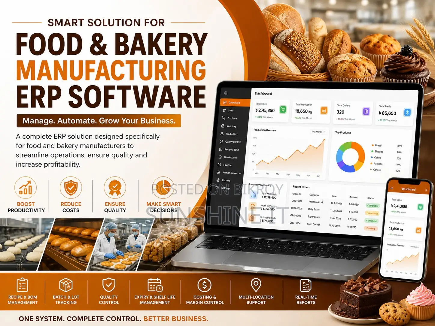 Food Bakery Manufacturing ERP Software