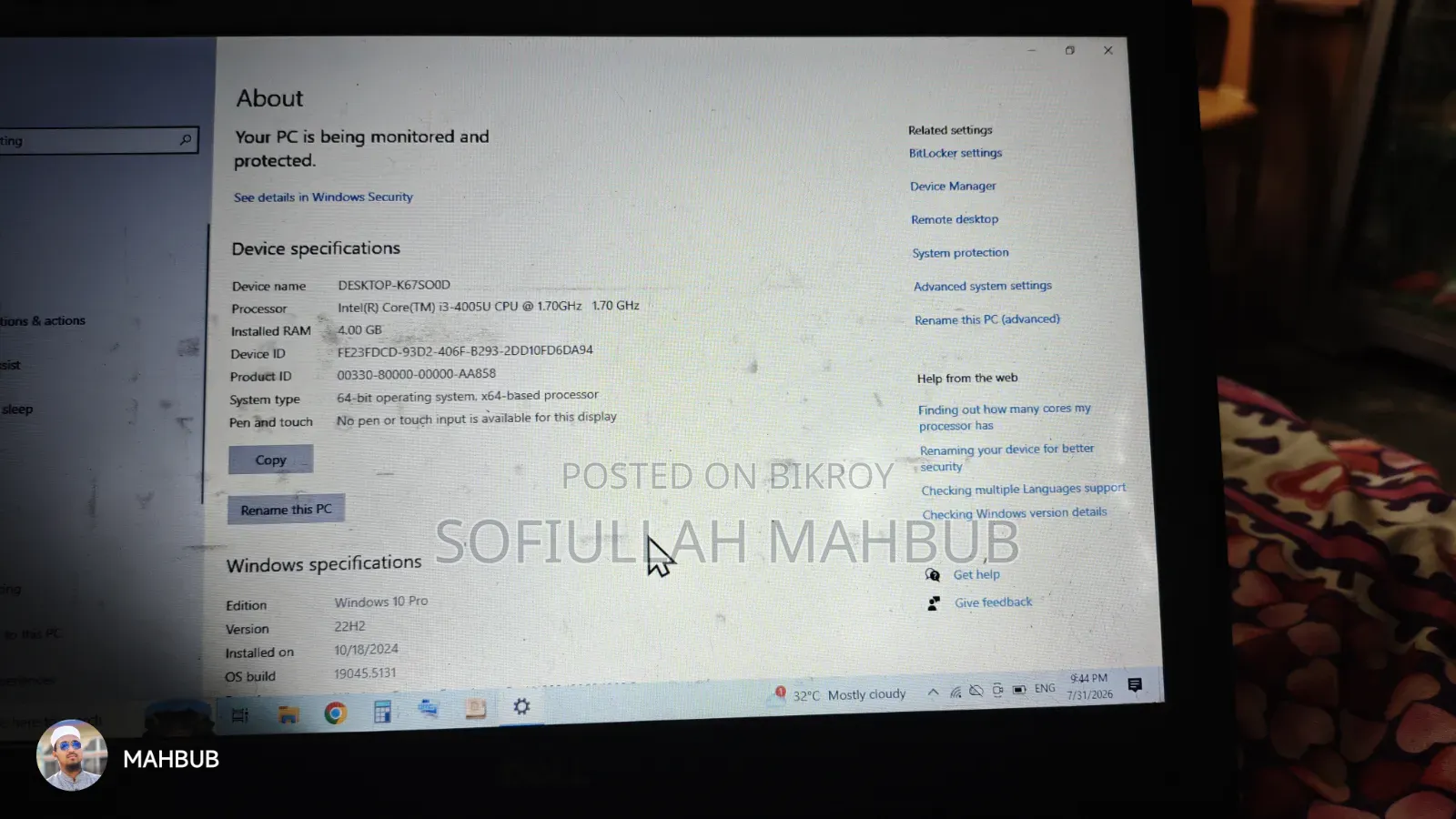 Laptop Dell Inspiron 14 3442 4GB Intel Core i3 SSD 128GB