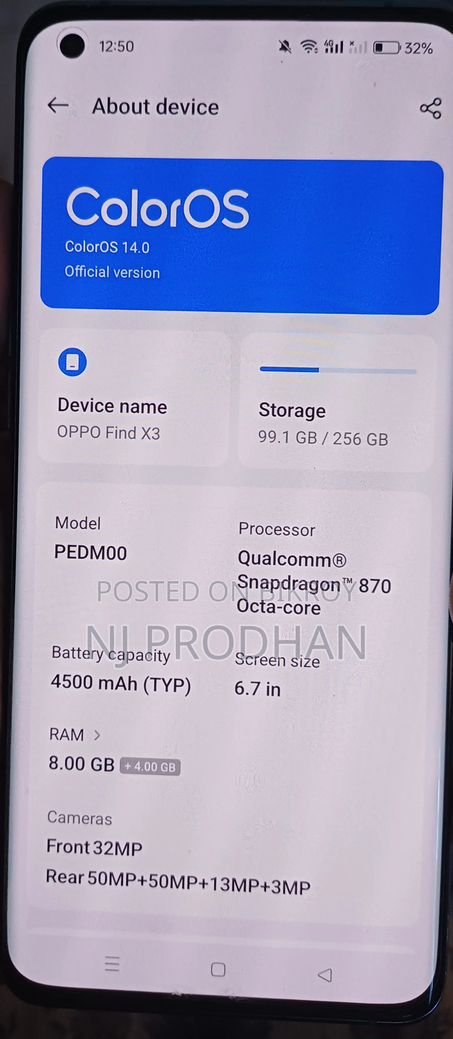Oppo Find X3 256 GB Blue