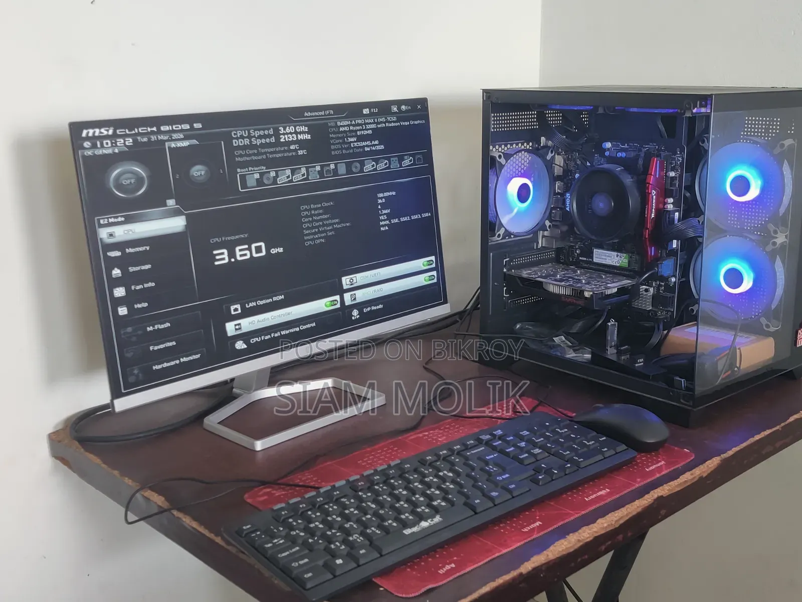 Desktop Computer Gigabyte 8GB AMD Ryzen 3 SSD 512GB