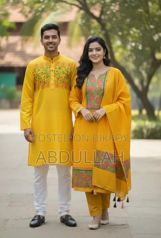পাঞ্জাবি থ্রি পিস কাপল সেট কাপল সেট