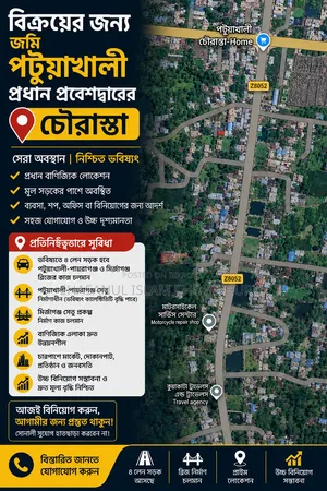 Land for Sale near Patuakhali Main Entrance Chourasta |
