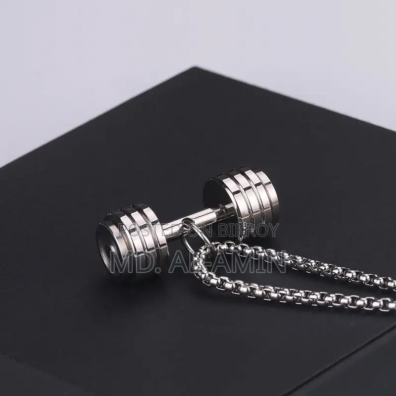 Gym Dumbbell Pendant Necklace Sports Barbell Pendant Fashion Necklace