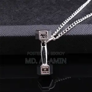 Gym Dumbbell Pendant Necklace Sports Barbell Pendant Fashion Necklace