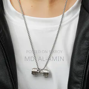 Gym Dumbbell Pendant Necklace Sports Barbell Pendant Fashion Necklace