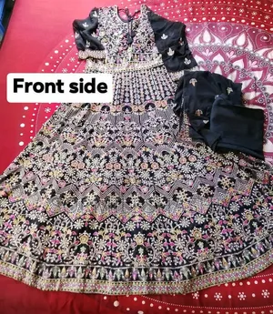 Elegant Black Heavy Embroidered Party Wear Gown (Like New)