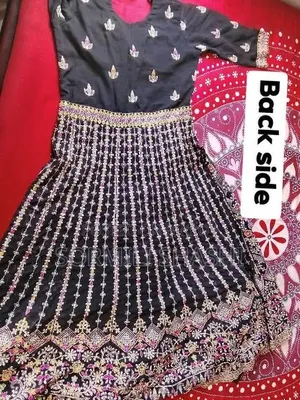 Elegant Black Heavy Embroidered Party Wear Gown (Like New)