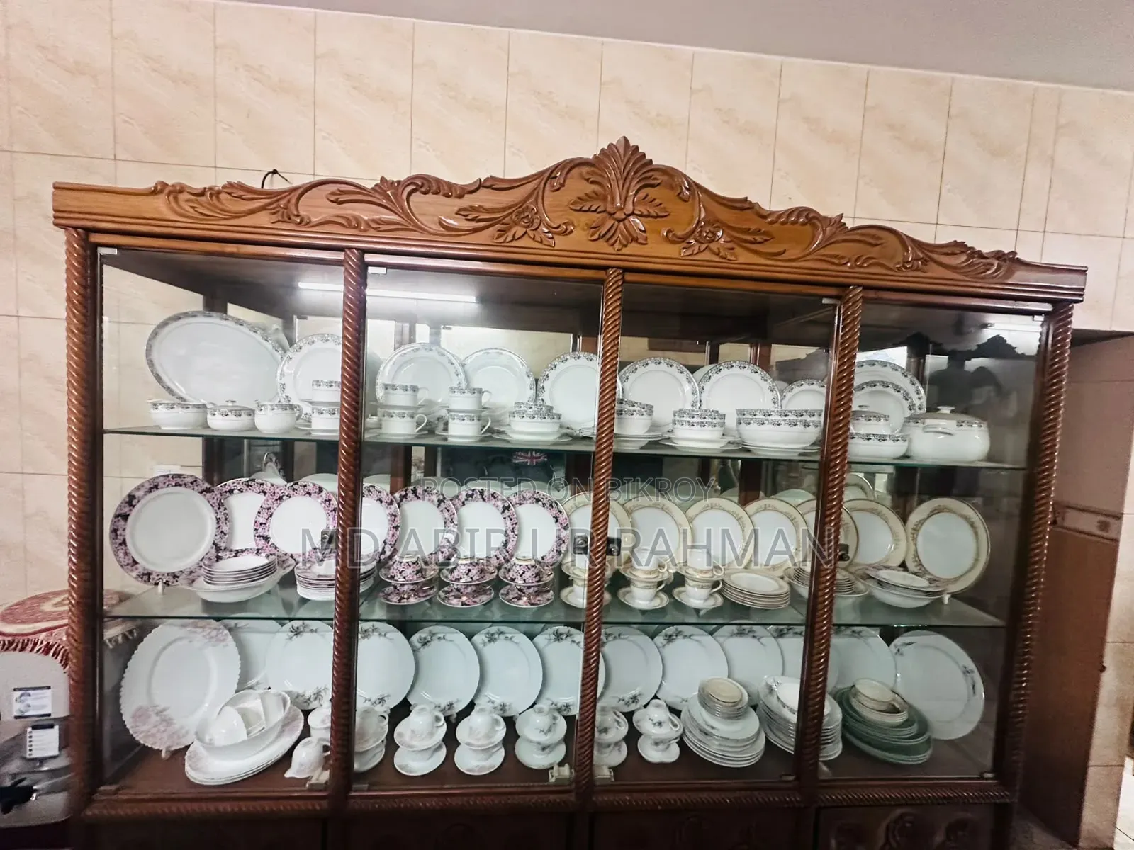 Showcase made of teak wood