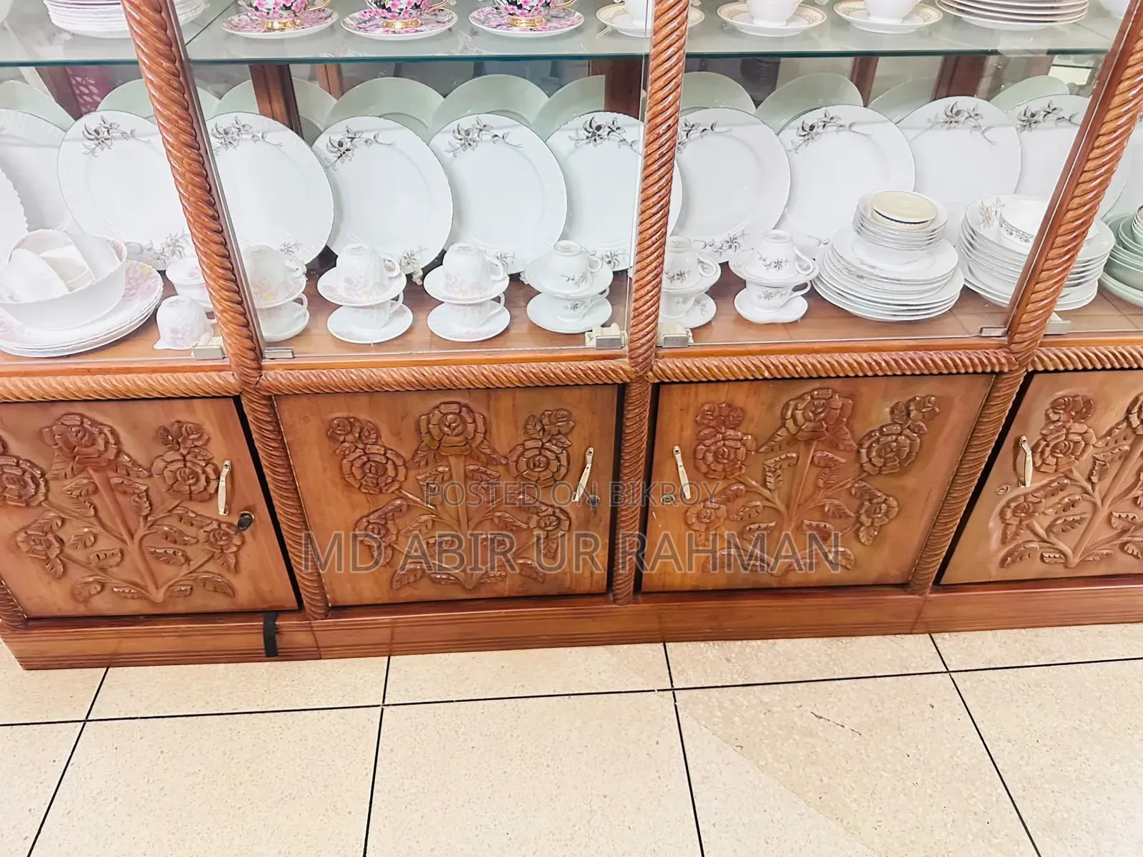 Showcase made of teak wood
