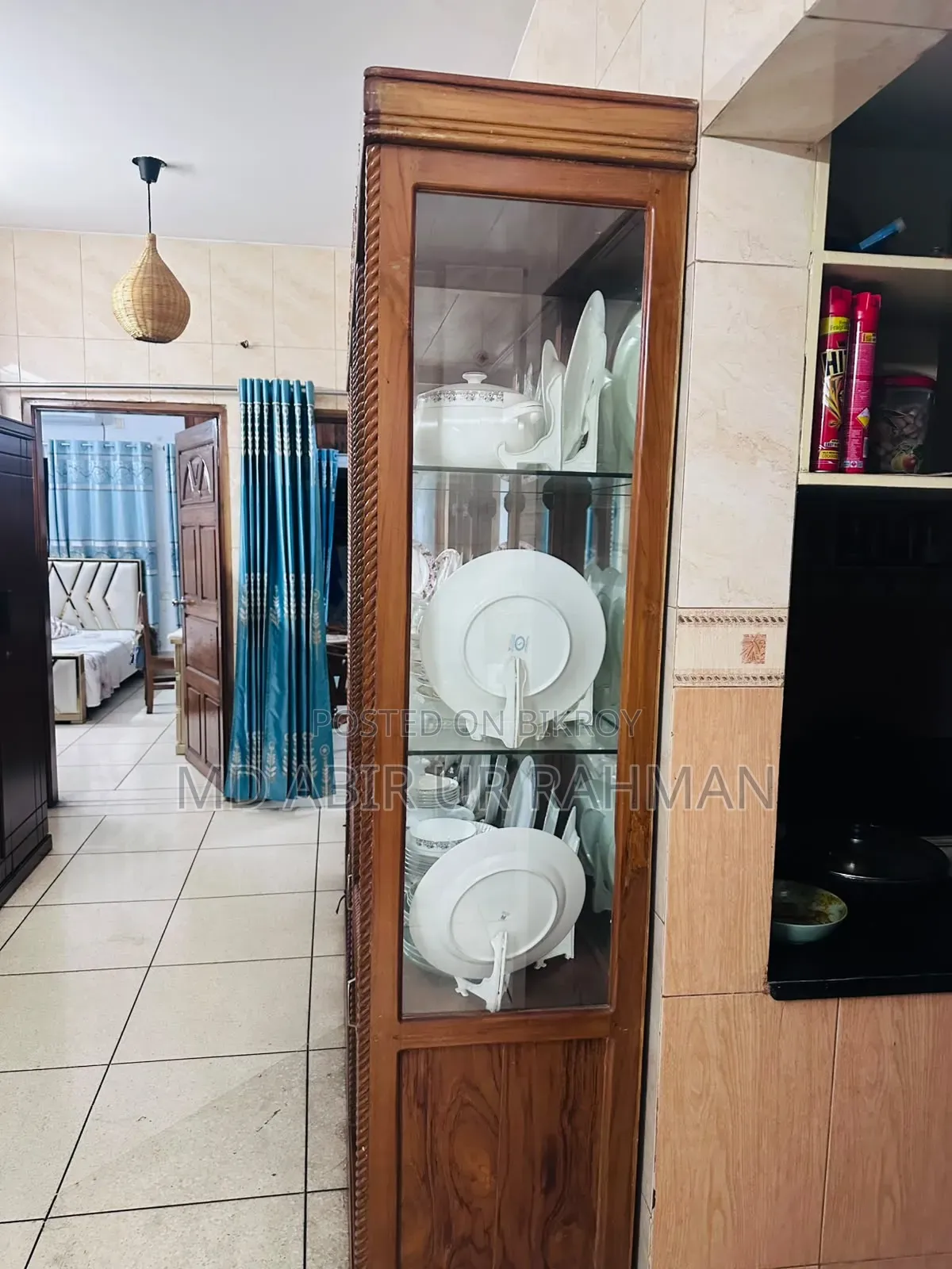 Showcase made of teak wood