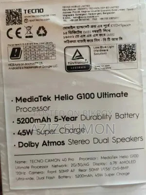 Tecno Camon 40 Pro 4G 256 GB Green