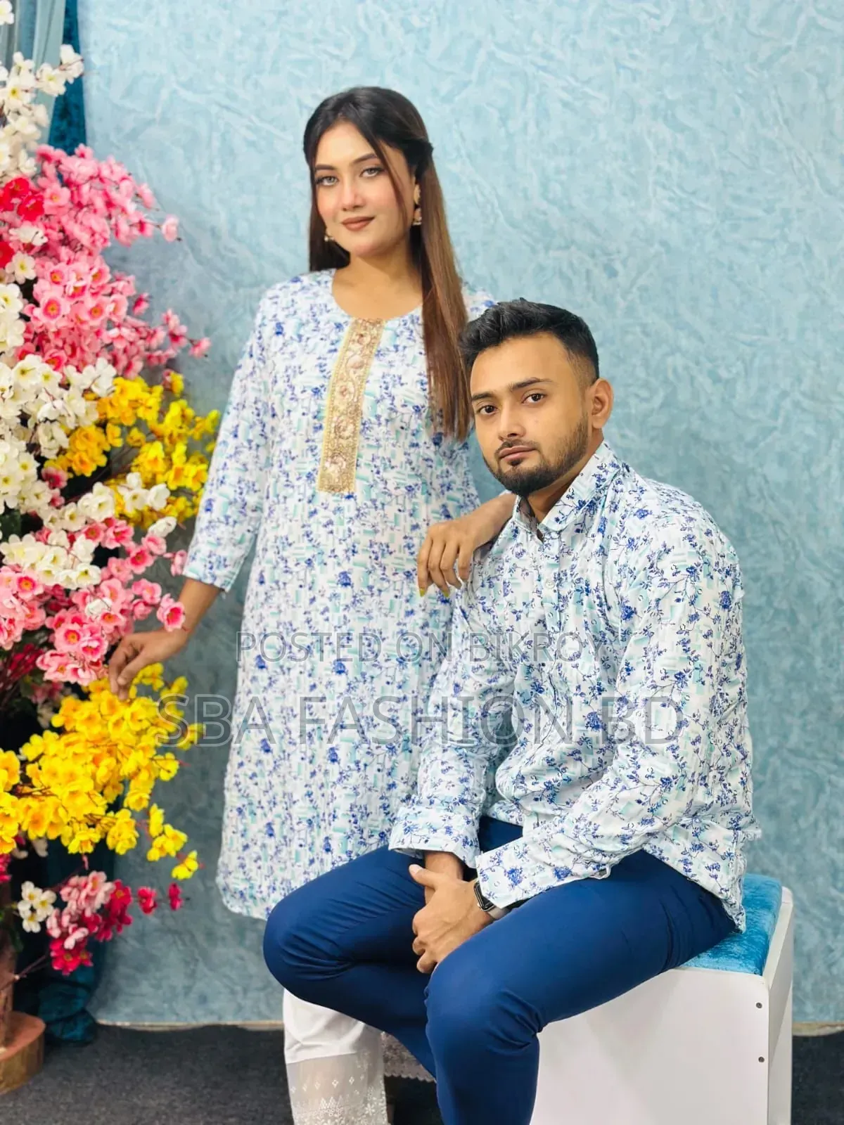 কাপল ম্যাচিং শার্ট + 2 পিস সেট - 3 কালার