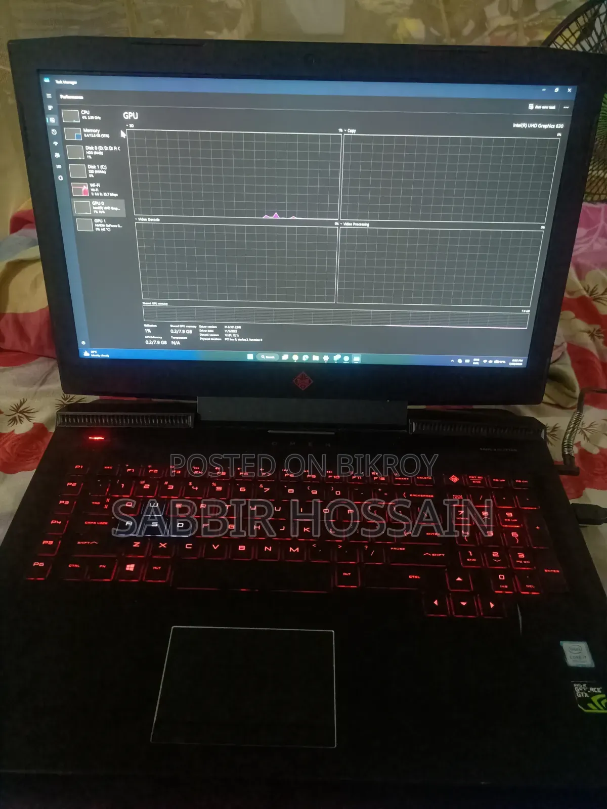 Laptop HP Omen 17t 16GB Intel Core i7 HDD+SSD 1T