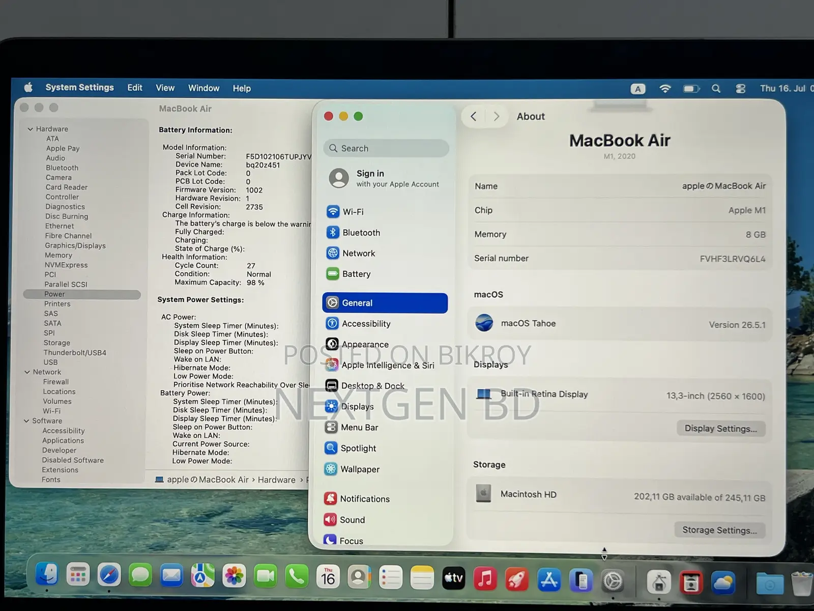 Laptop Apple MacBook Air 2020 M1 8GB Apple M1 SSD 256GB