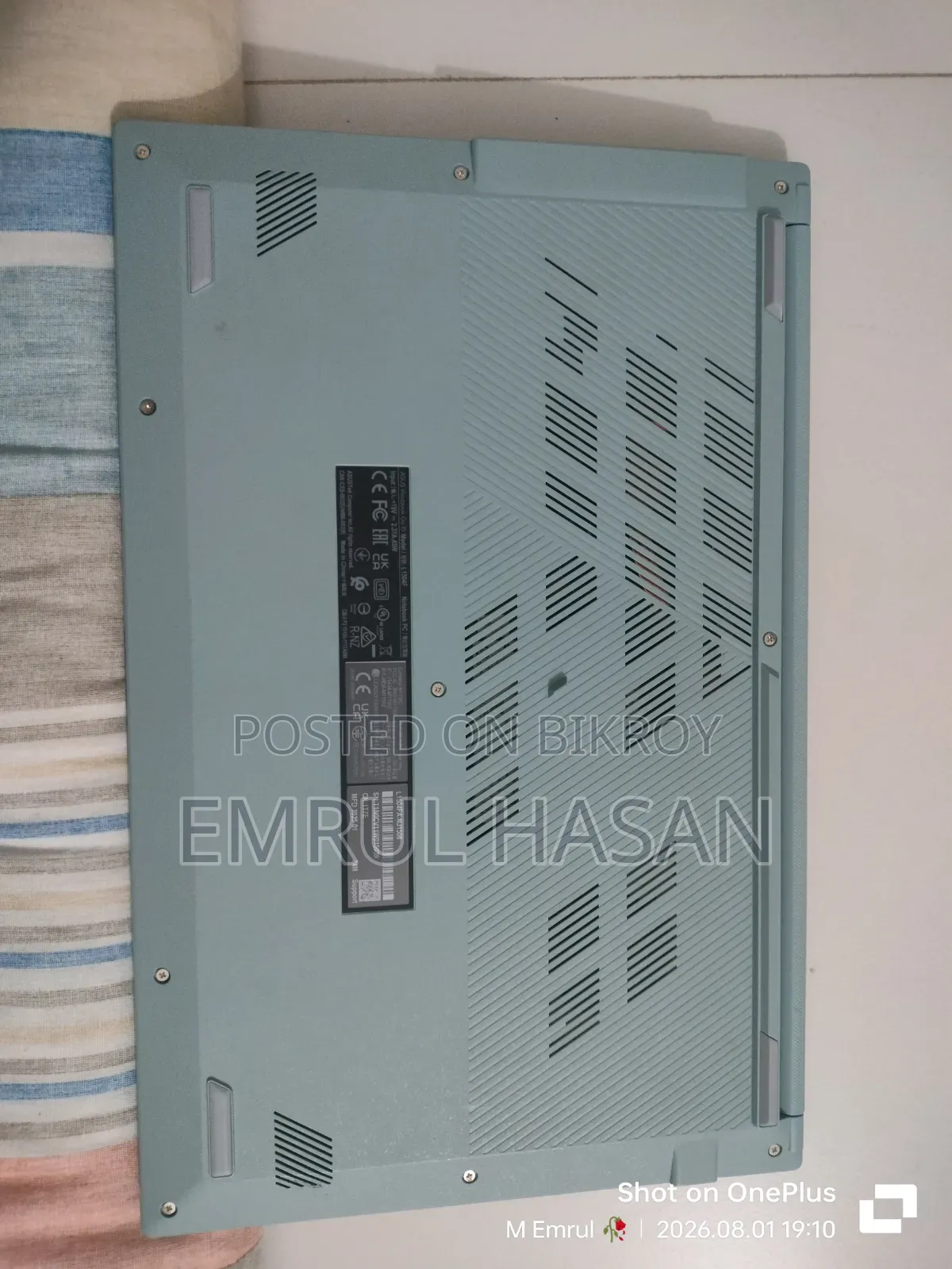 নতুন ল্যাপটপ আসুস ভিভুবুক গো ১৫ ৮জিবি এএমডি রাইজেন ৫ এসএসডি ৫১২জিবি