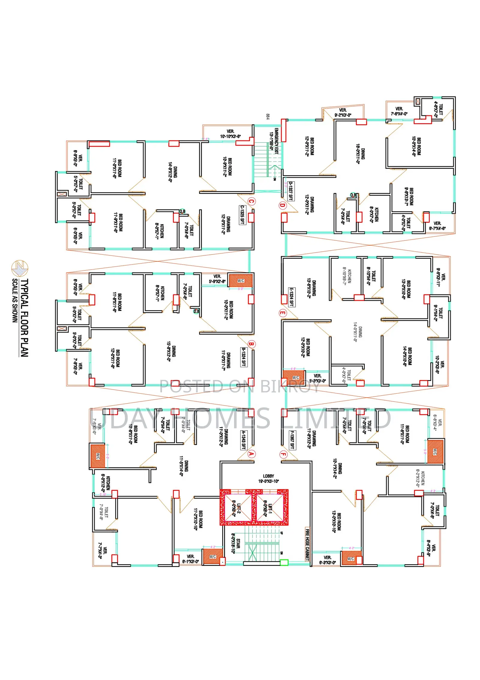3 Bedroom Block of Flats in Uday Baganbari Tower, Badda for Sale