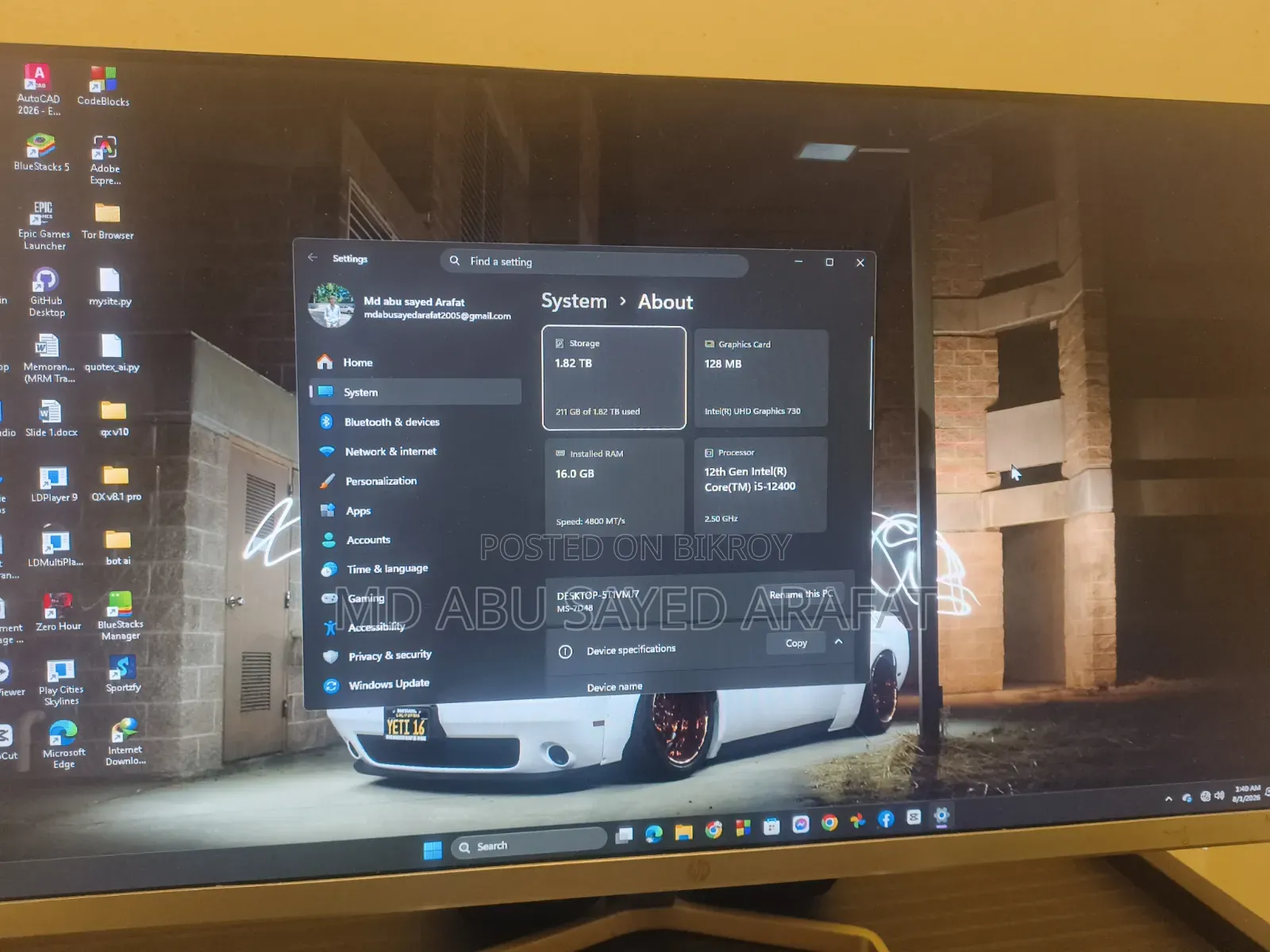 Desktop Computer MSI Model 16GB Intel Core I5 HDD+SSD 2TB