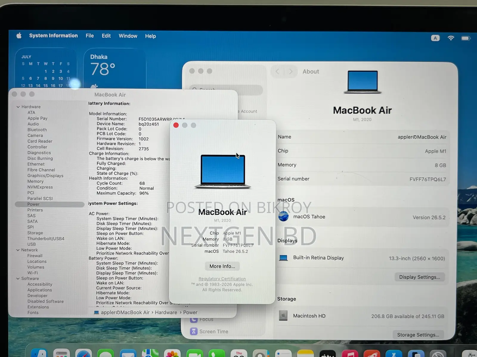 Laptop Apple MacBook Air 2020 M1 8GB Apple M1 SSD 256GB
