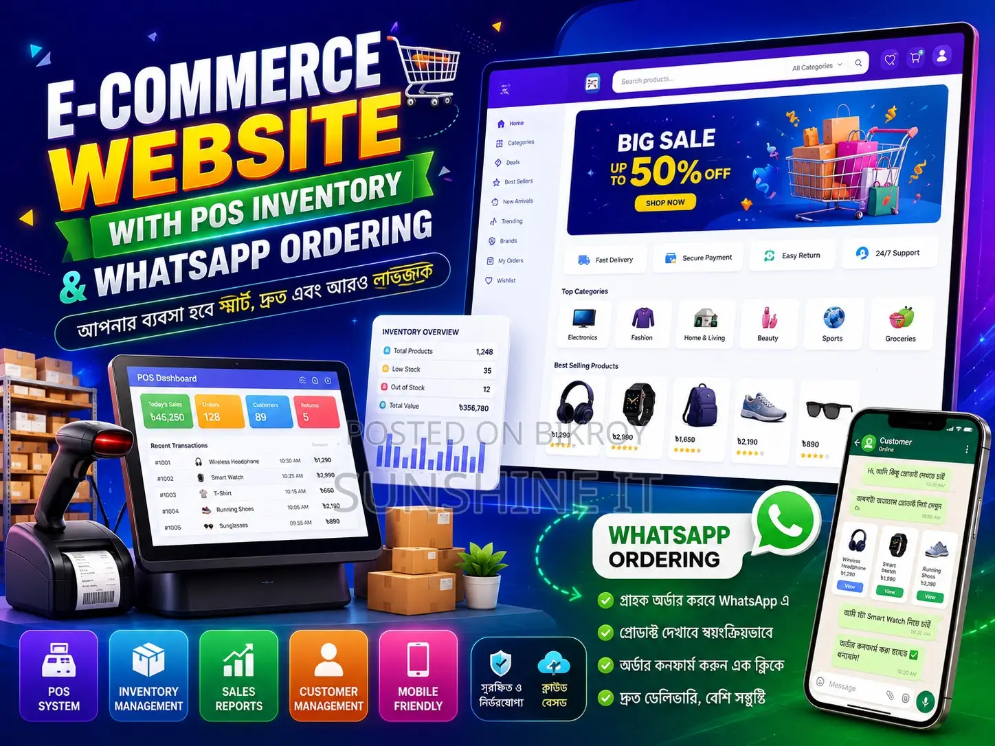 Ecommerce Website With POS Inventory WhatsApp Ordering