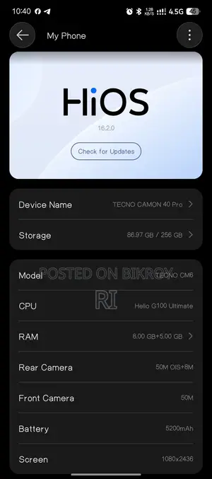 Tecno Camon 40 Pro 4G 256 GB Gray