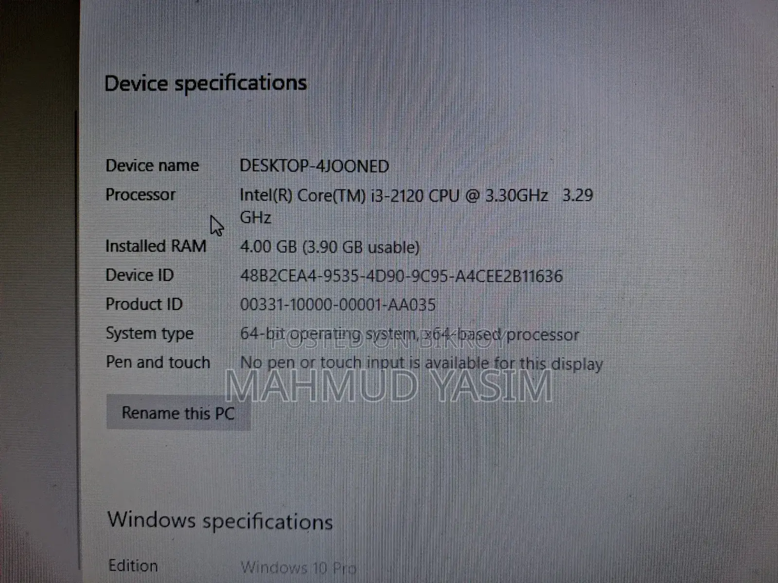 Desktop Computer 4GB Intel Core I3 SSD 320GB
