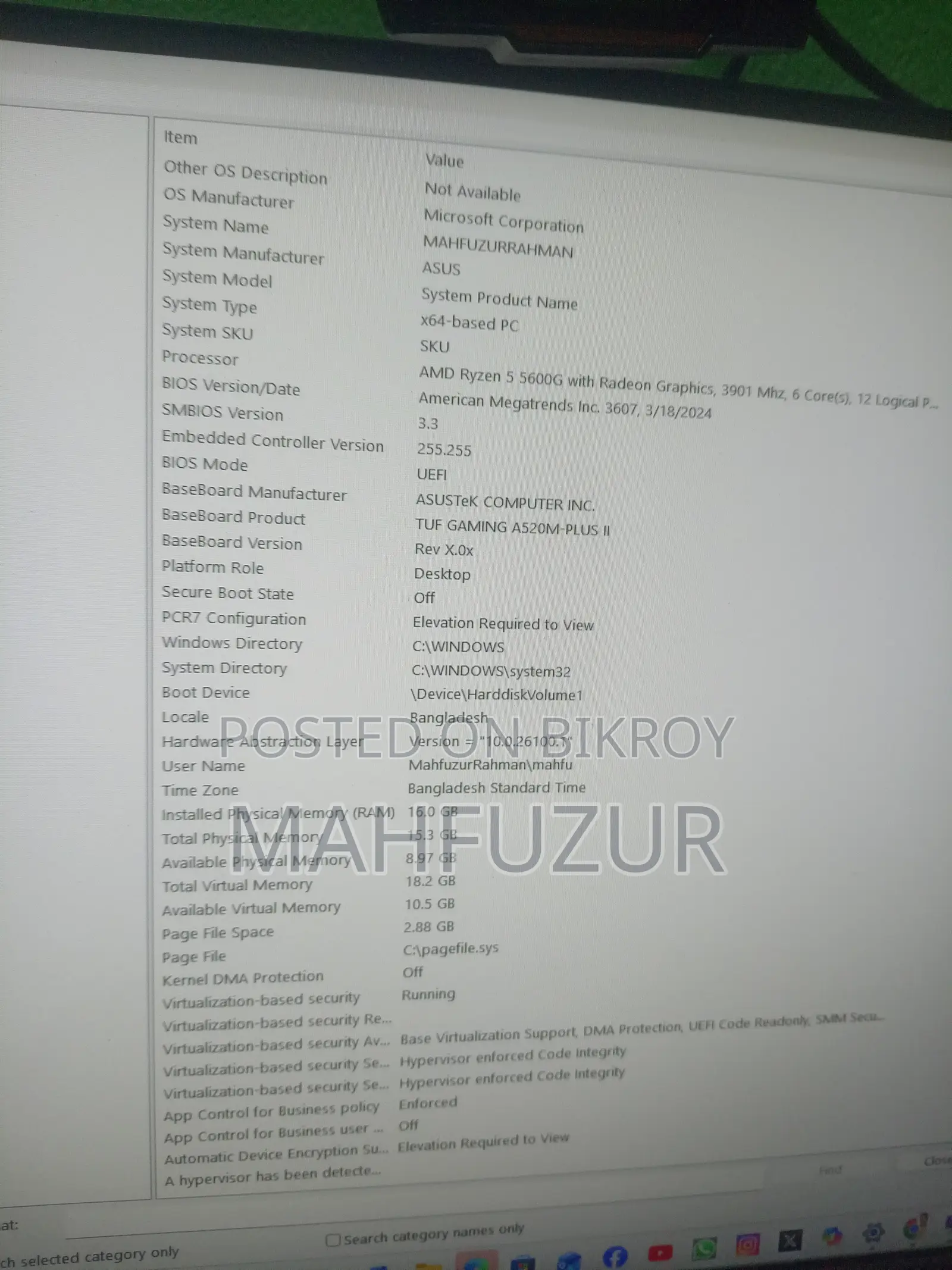 Desktop Computer Asus 16GB AMD Ryzen 5 SSD 512GB