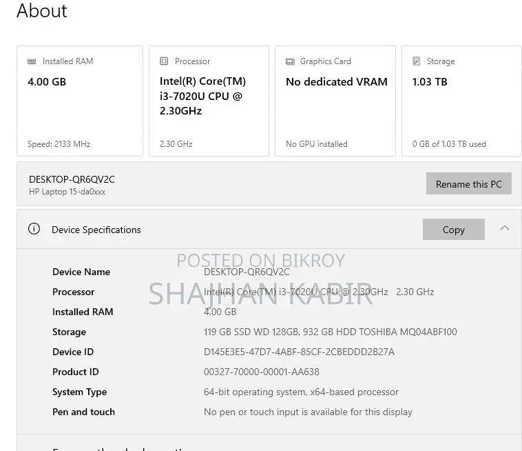 Laptop HP Stream Notebook 4GB Intel Core I7 HDD 1T